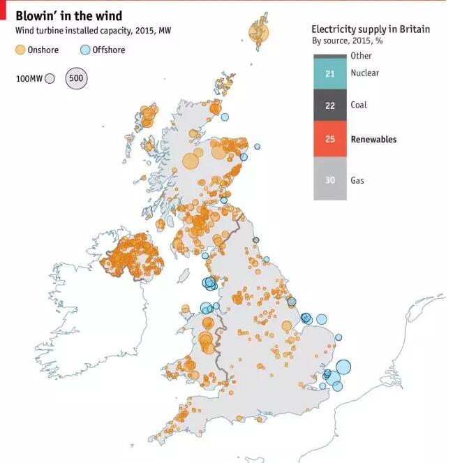 英國風(fēng)電地圖：近7000臺風(fēng)機、總裝機容量14吉瓦