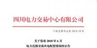 四川關于發布2018年6月電力直接交易<font color=
