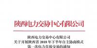 陜西電力交易中心有限公司關(guān)于開展陜西省2018年下半年自主協(xié)商模式第一次電力直接交易的通知