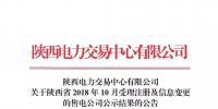 陜西電力交易中心有限公司關于陜西省2018年10月受理注冊及信息變更的售電公司公示結果的公告
