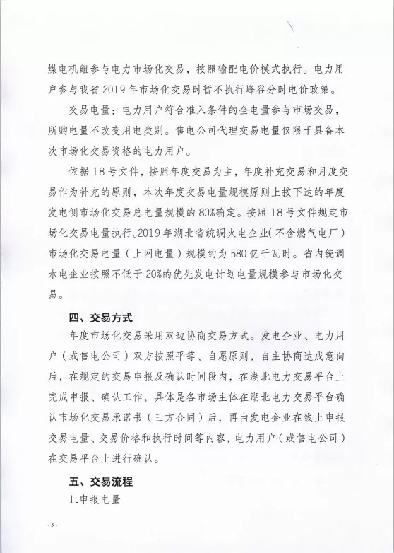 2019年湖北省年度電力市場(chǎng)化交易展開(kāi)
